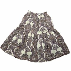 Buru Midi Skirt Purple Paisley Size Medium Large M/L Peasant Tiered Made In USA